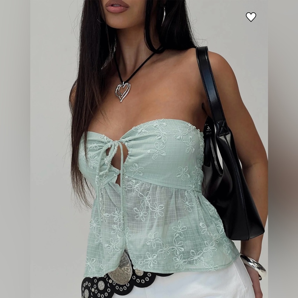 Princess Polly Rosenberg Strapless Top - Green, Size 0